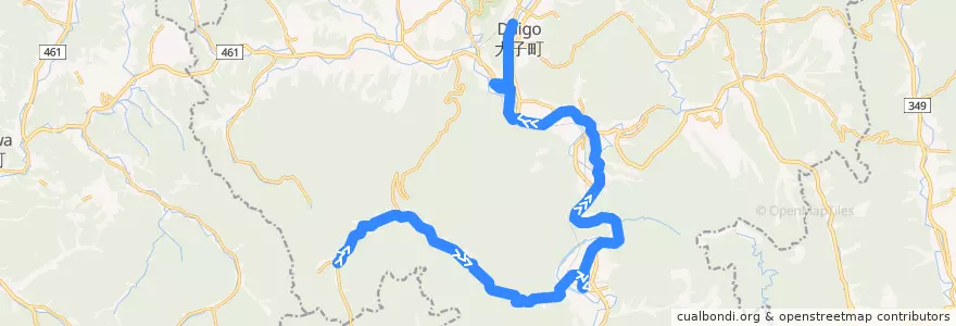 Mapa del recorrido 茨城交通バス 栃原新田⇒上小川駅⇒大子駅・大子営業所 de la línea  en 大子町.