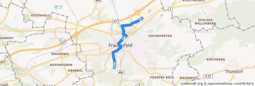 Mapa del recorrido Bus 5: Walzmühle => Langfeldkreisel de la línea  en Frauenfeld.