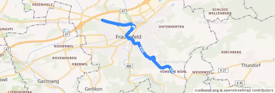 Mapa del recorrido Bus 1: Bühl => Sonnmatt de la línea  en Frauenfeld.