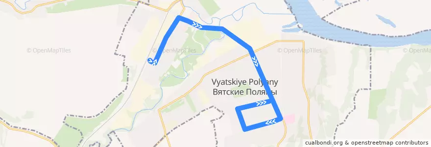 Mapa del recorrido Автобус №12: Вокзал - город de la línea  en ヴャーツキエ・ポリャーヌィ管区.