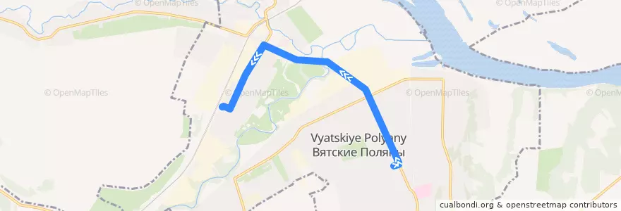 Mapa del recorrido Автобус №12: Вокзал - город de la línea  en Vyatskiye Polyany.