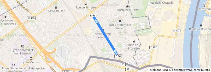 Mapa del recorrido 604 : Saint-Louis Frontière → Saint-Louis Collège Forlen de la línea  en Saint-Louis.