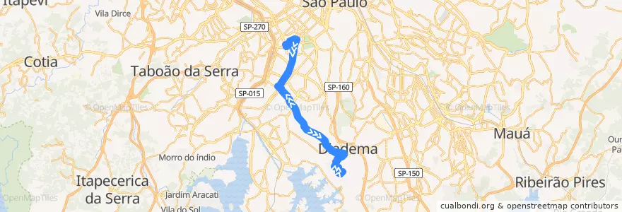 Mapa del recorrido Ônibus 44 de la línea  en São Paulo.