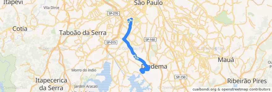 Mapa del recorrido 516N-10 Jd. Miriam de la línea  en 聖保羅.