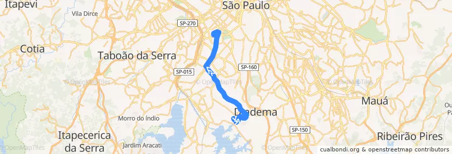 Mapa del recorrido 516N-10 Pça. Dom Gastão de la línea  en São Paulo.