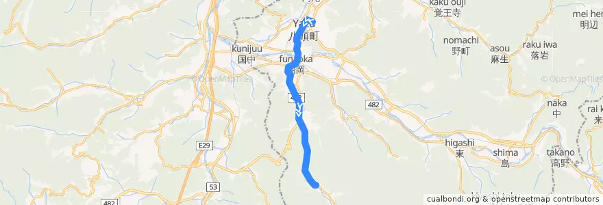 Mapa del recorrido 八頭町営さんさんバス大江線 de la línea  en 八頭町.