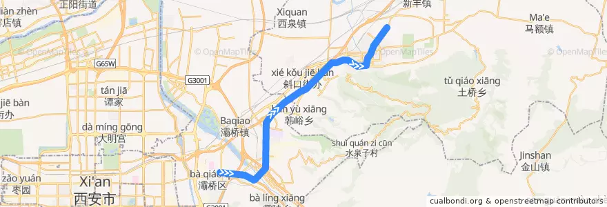 Mapa del recorrido Xi'an Metro Line 9  de la línea  en 西安市.