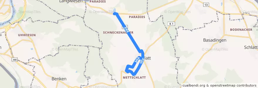 Mapa del recorrido Bus 847: Schlatt TG, Gemeindehaus => Schlatt TG, Bahnhof de la línea  en Schlatt (TG).