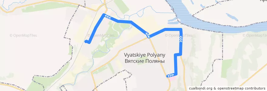 Mapa del recorrido Автобус №2: Вокзал - город de la línea  en ヴャーツキエ・ポリャーヌィ管区.