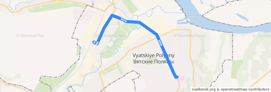 Mapa del recorrido Автобус №7: Вокзал - город de la línea  en Vyatskiye Polyany.