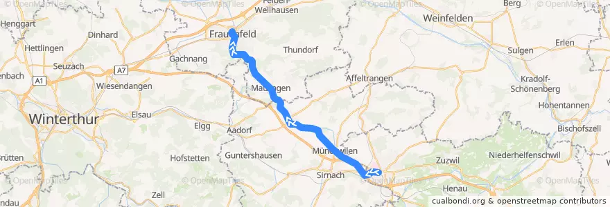 Mapa del recorrido S15: Wil => Frauenfeld de la línea  en Thurgovie.