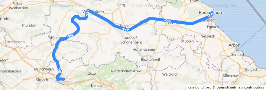 Mapa del recorrido S10: Romanshorn => Wil SG de la línea  en Thurgau.