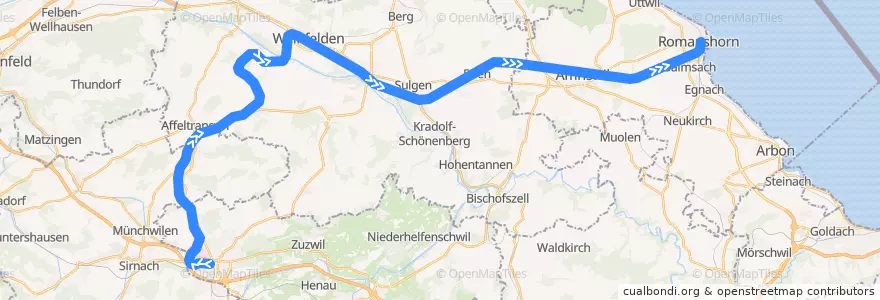 Mapa del recorrido S10: Wil SG => Romanshorn de la línea  en Turgovia.