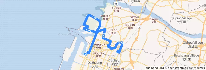 Mapa del recorrido 688路 (往清水車站) de la línea  en Taichung.