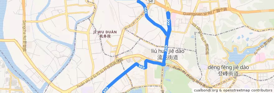 Mapa del recorrido 商务专线3路[站前路(西郊大厦)总站-沙涌南总站] de la línea  en Guangzhou City.