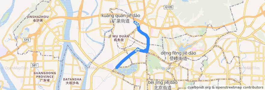 Mapa del recorrido 商务专线3路[沙涌南总站-站前路(西郊大厦)总站] de la línea  en Guangzhou City.