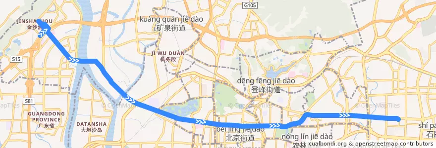 Mapa del recorrido 广高峰快线30路(万科四季花城总站-体育中心) de la línea  en Гуанчжоу.