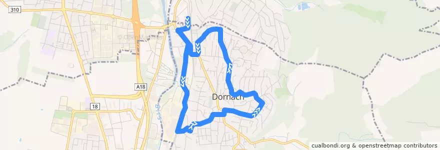 Mapa del recorrido Bus 66: Rundkurs Dornach via Apfelsee–Spital de la línea  en Dornach.