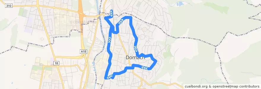 Mapa del recorrido Bus 66: Rundkurs Dornach via Spital–Apfelsee de la línea  en Dornach.