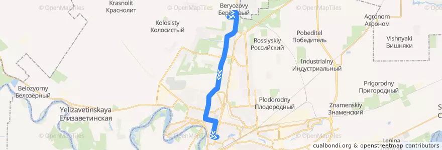 Mapa del recorrido Автобус №67: ул. 3-я Целиноградская => Кооперативный рынок de la línea  en городской округ Краснодар.