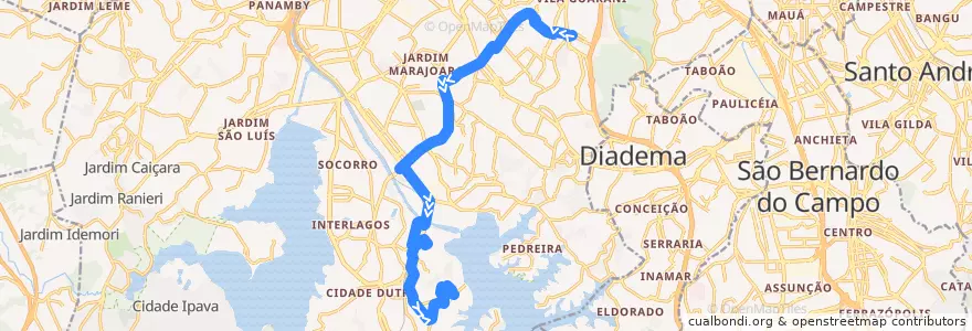 Mapa del recorrido 675M-10 CENTRO SESC de la línea  en São Paulo.