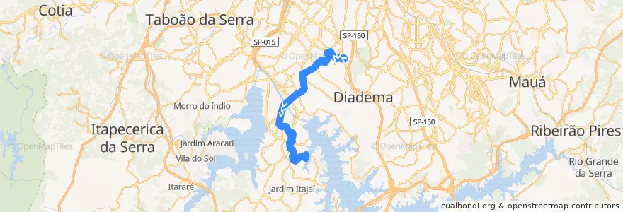 Mapa del recorrido 695D-10 JD. STA. BARBARA de la línea  en São Paulo.