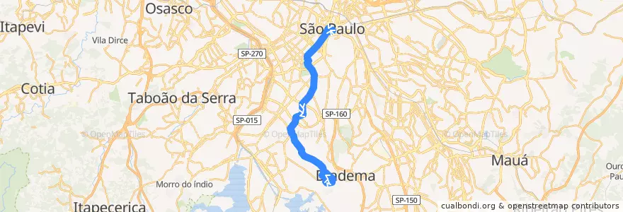 Mapa del recorrido 5178-10 Jd. Miriam de la línea  en 聖保羅.