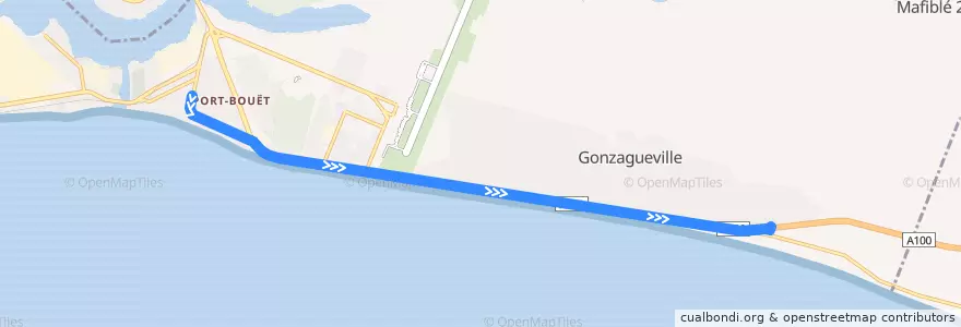 Mapa del recorrido woro woro : Marché de Port-Bouët → Anani de la línea  en ساحل العاج.