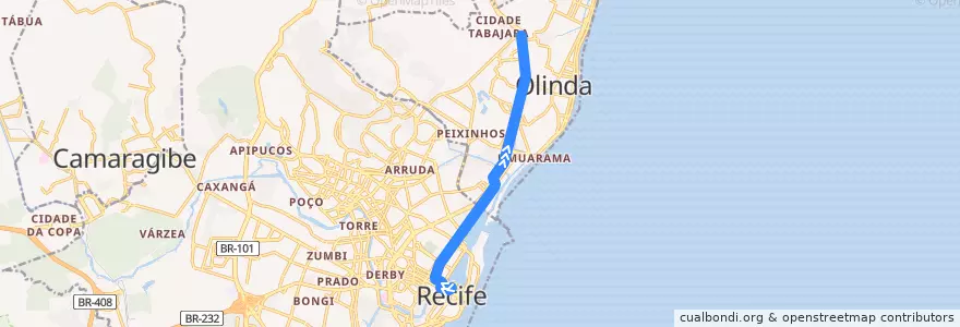 Mapa del recorrido Dantas Barreto / TI PE-15 (BRT) de la línea  en Região Geográgica Imediata do Recife.
