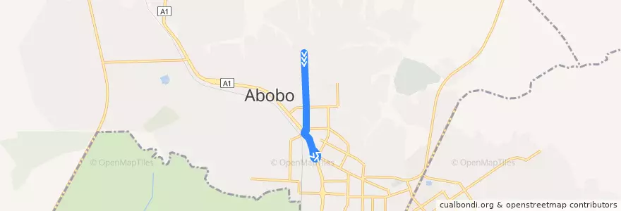 Mapa del recorrido woro woro : BC → Abobo Gare de la línea  en Abobo.