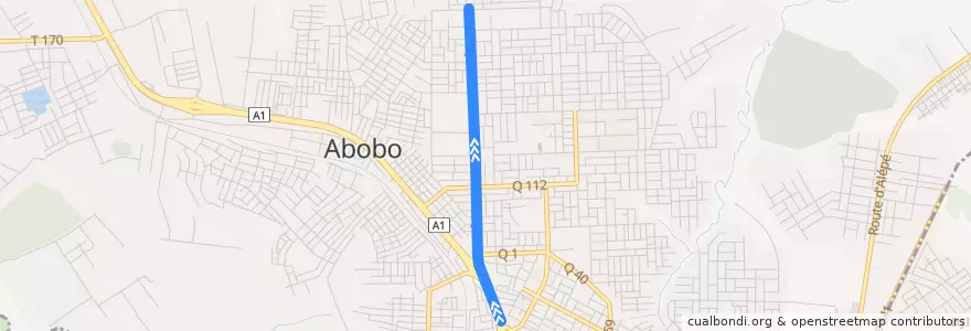 Mapa del recorrido woro woro : Abobo Gare → BC de la línea  en أبوبو.