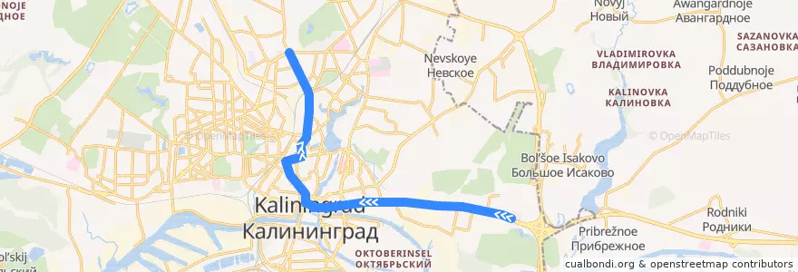 Mapa del recorrido Троллейбус 7 Автоцентр Тойота - Зелёная улица de la línea  en городской округ Калининград.