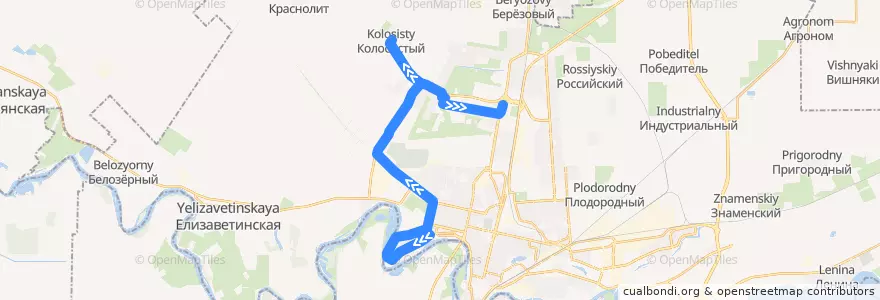 Mapa del recorrido Автобус №75: Юбилейный микрорайон => Мегацентр «Красная площадь» de la línea  en городской округ Краснодар.