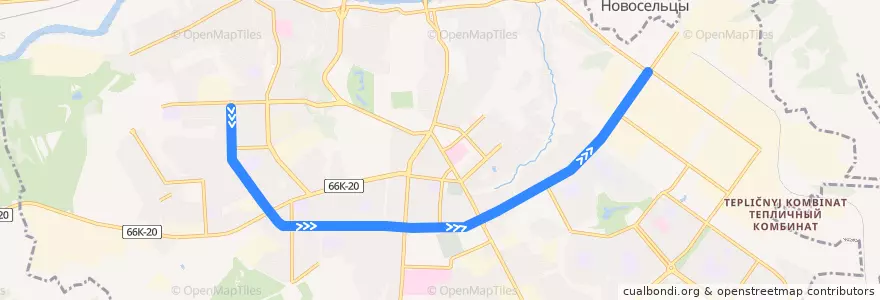 Mapa del recorrido Троллейбус 1: Фабрика Шарм - Полиграфкомбинат de la línea  en городской округ Смоленск.