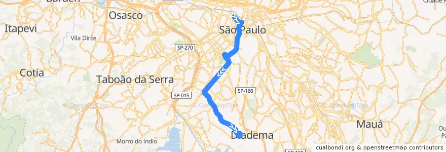 Mapa del recorrido 509M-10 Jd. Miriam de la línea  en São Paulo.