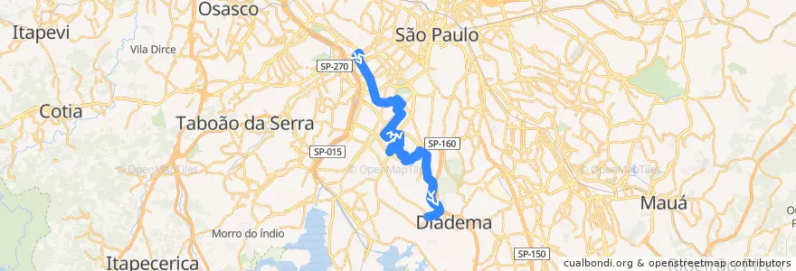 Mapa del recorrido 576M-10 Vila Clara de la línea  en São Paulo.