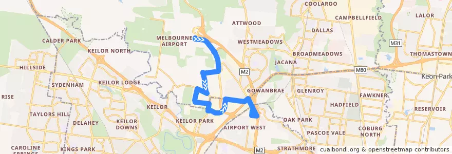 Mapa del recorrido Bus 482: Melbourne Airport => South Centre Road => Airport West Shopping Centre de la línea  en ビクトリア.