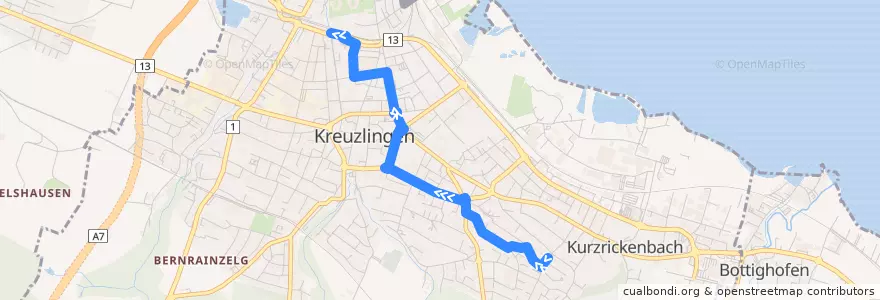Mapa del recorrido Bus 901: Kreuzlingen, Besmer => Kreuzlingen, Bahnhof de la línea  en Kreuzlingen.