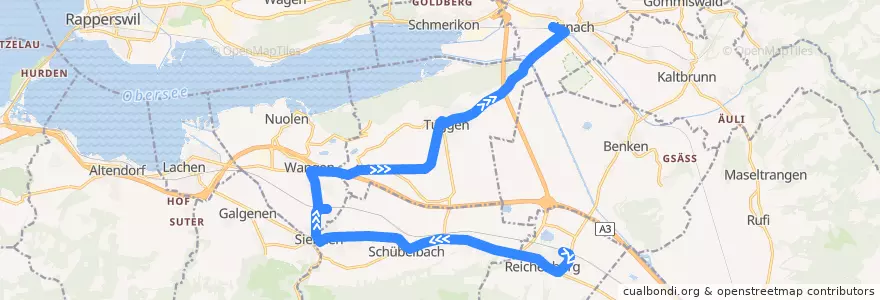 Mapa del recorrido Bus 521: Reichenburg, Bahnhof => Uznach, Bahnhof de la línea  en March.