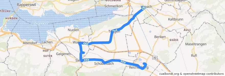 Mapa del recorrido Bus 521: Uznach, Bahnhof => Reichenburg, Bahnhof de la línea  en March.