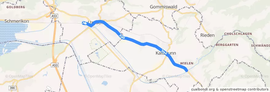 Mapa del recorrido Bus 631: Uznach, Bahnhof => Kaltbrunn, Steinenbrücke de la línea  en Wahlkreis See-Gaster.