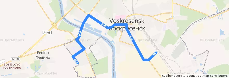 Mapa del recorrido Автобус №13: Стоматологическая поликлиника - Станция Воскресенск de la línea  en городской округ Воскресенск.