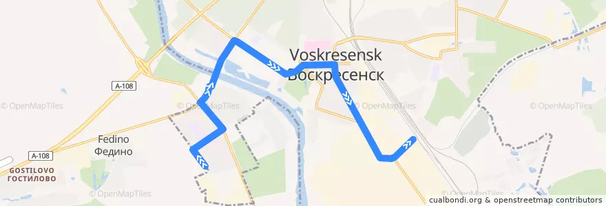 Mapa del recorrido Автобус №13: Станция Воскресенск - Стоматологическая поликлиника de la línea  en городской округ Воскресенск.