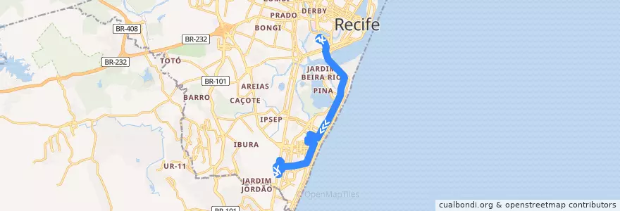 Mapa del recorrido TI Joana Bezerra - TI Aeroporto de la línea  en Região Geográgica Imediata do Recife.