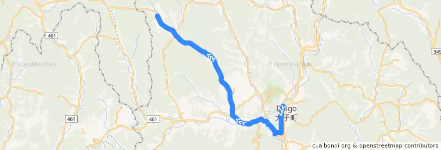 Mapa del recorrido 茨城交通バス 大子営業所・大子駅⇒上岡⇒森の前 de la línea  en 大子町.