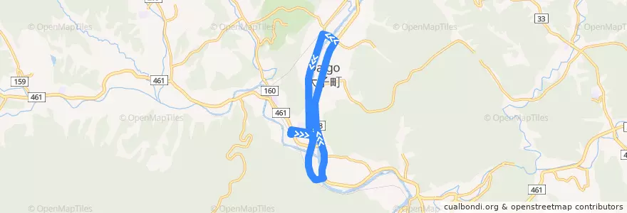 Mapa del recorrido 茨城交通バス 大子A循環 de la línea  en 大子町.
