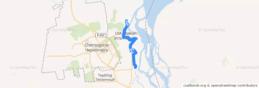 Mapa del recorrido Автобус 5: Колония - Подхоз de la línea  en Усть-Абаканский поссовет.