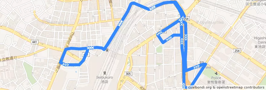Mapa del recorrido Bルート循環 de la línea  en Toshima.