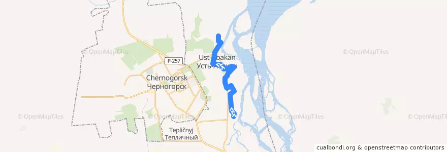 Mapa del recorrido Автобус 5: Подхоз - Колония de la línea  en Усть-Абаканский поссовет.