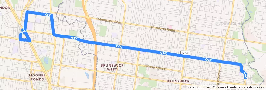 Mapa del recorrido Bus 503: East Brunswick => Albion Street => Essendon de la línea  en ビクトリア.